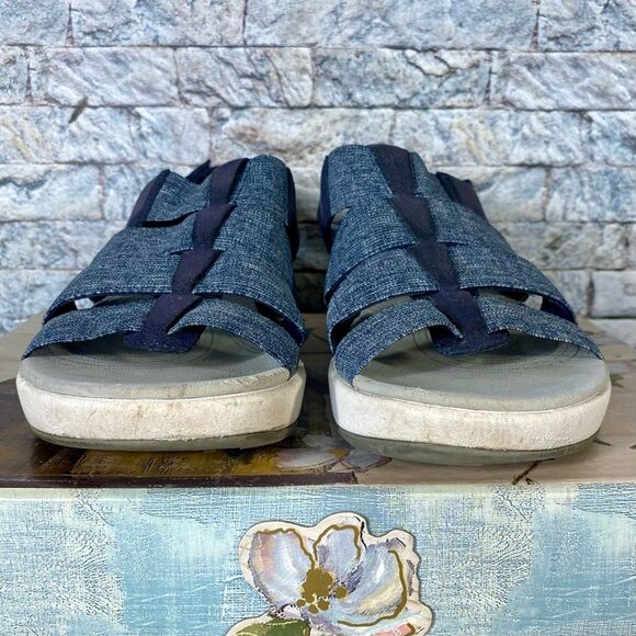 Clarks Cloud Steppers Soft Cushioned Strappy Sandals Women's Size 7 Blue Gray - Picture 3 of 8